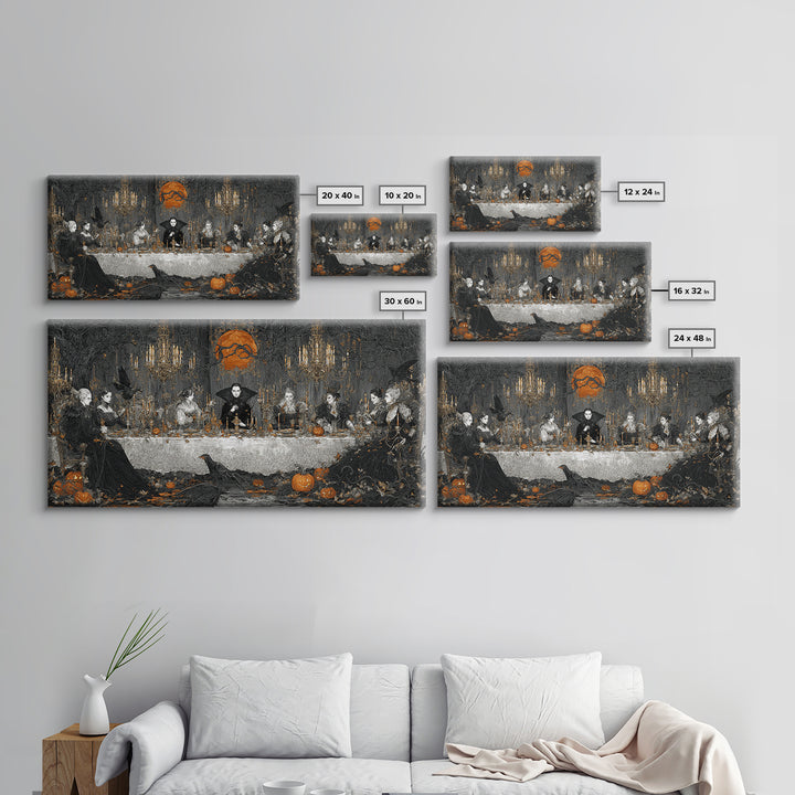 The Vampire Banquet, Wide Panoramic Art, Spooky Home Decor, Canvas Print, Halloween Wall Decor, Gothic Home Decor, Dark Fantasy Art
