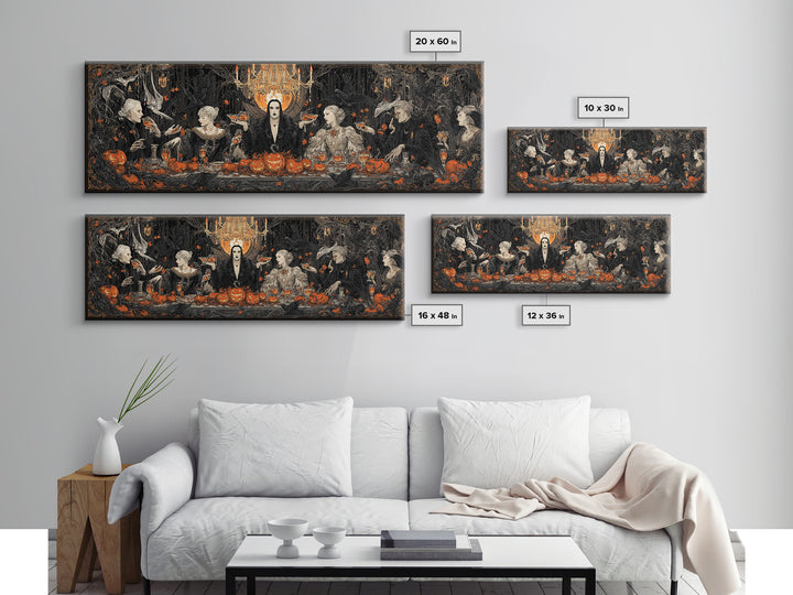 The Vampire Banquet, Extra Wide Wall Art, Dark Halloween Decor, Canvas Print, Halloween Wall Decor, Gothic Home Decor, Macabre Wall Art