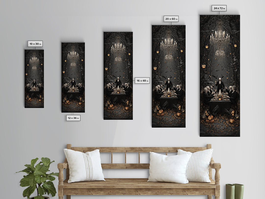 The Vampire Banquet, Tall Narrow Wall Art, Spooky Home Decor, Canvas Print, Halloween Wall Decor, Gothic Home Decor, Spooky Wall Decor