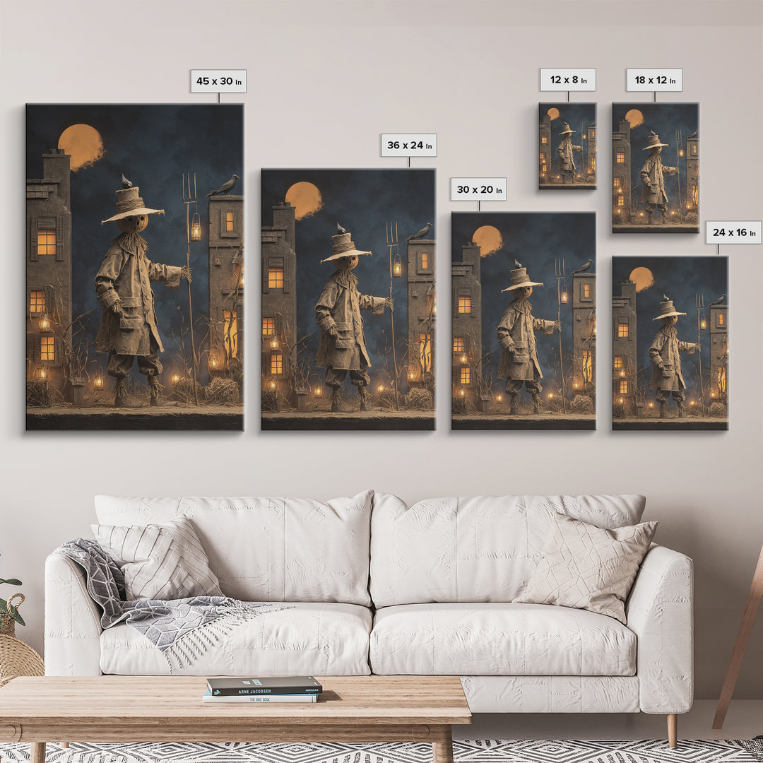 The Scarecrow Uprising, Vertical Wall Art, Gothic Horror Wall Art, Framed Canvas Print, Halloween Wall Decor, Gothic Home Decor