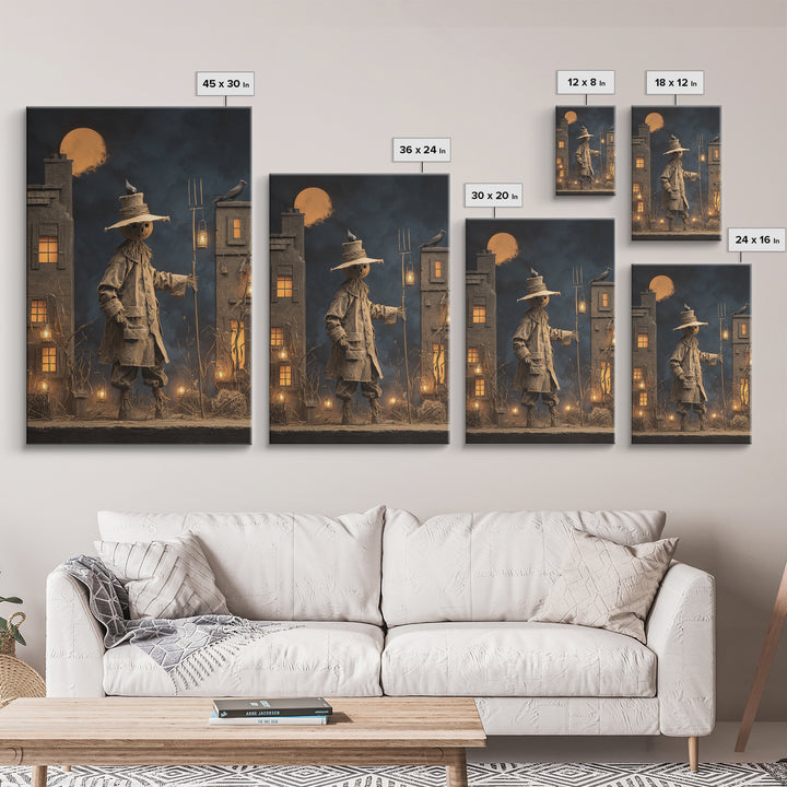 The Scarecrow Uprising, Vertical Wall Art, Gothic Horror Wall Art, Framed Canvas Print, Halloween Wall Decor, Gothic Home Decor