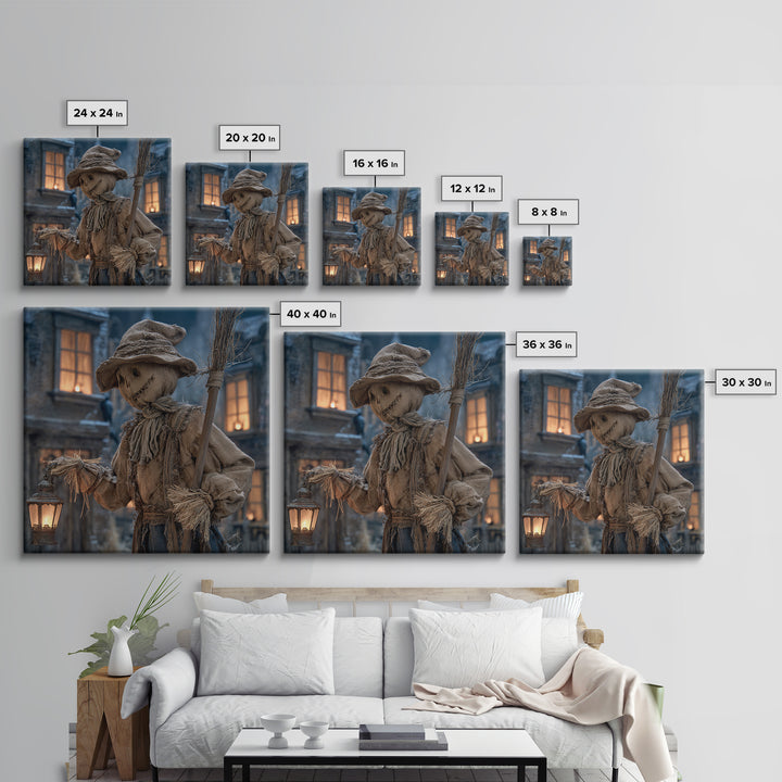 The Scarecrow Uprising, Square Wall Art, Haunted Gothic Art, Framed Canvas Print, Halloween Wall Decor, Gothic Home Decor, Horror Wall Art