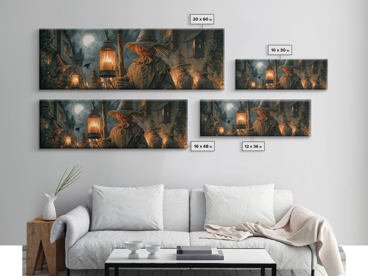 The Scarecrow Uprising, Extra Wide Wall Art, Spooky Home Decor, Canvas Print, Halloween Wall Decor, Gothic Home Decor, Statement Wall Art