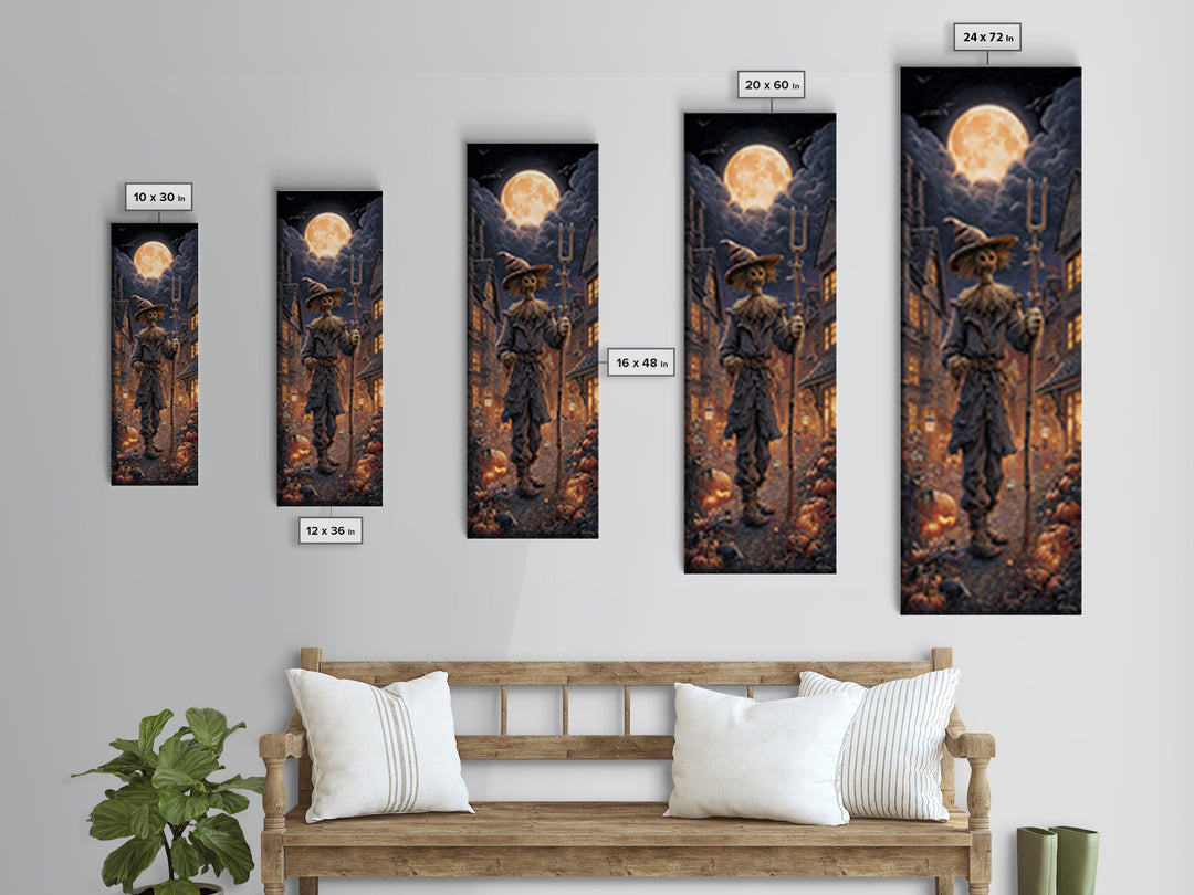 The Scarecrow Uprising, Tall Narrow Wall Art, Spooky Home Decor, Canvas Print, Halloween Wall Decor, Gothic Home Decor, Halloween Wall Art