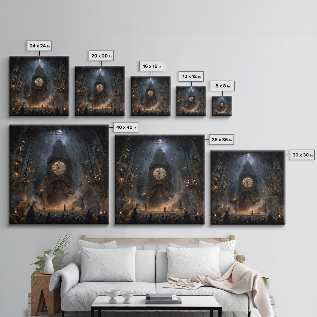The Thirteenth Bell, Square Wall Art, Spooky Home Decor, Canvas Print, Halloween Wall Decor, Gothic Home Decor, Dark Fantasy Art