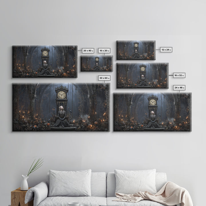 The Thirteenth Bell, Wide Panoramic Art, Macabre Wall Art, Framed Canvas Print, Halloween Wall Decor, Gothic Home Decor, Horror Wall Art