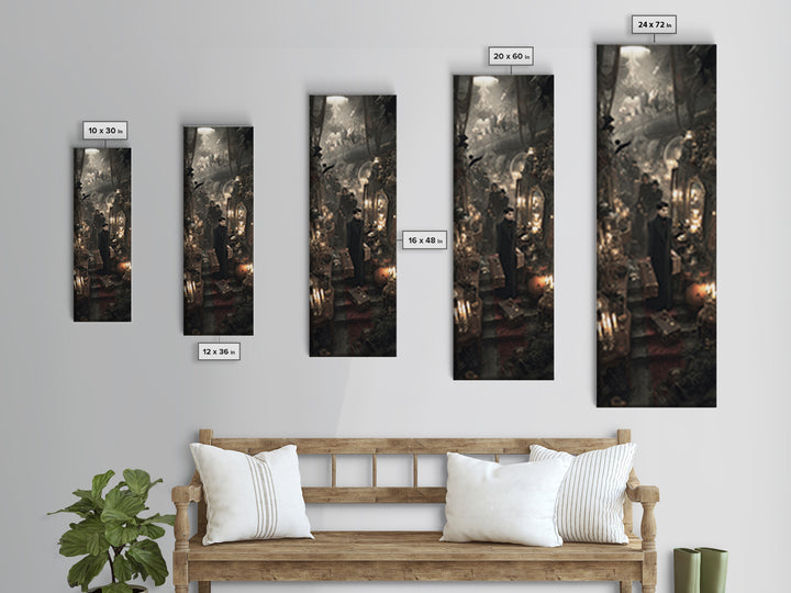 The Ghost Train Arrival, Tall Narrow Wall Art, Dark Fantasy Wall Art, Canvas Print, Halloween Wall Decor, Gothic Home Decor, Halloween Decor