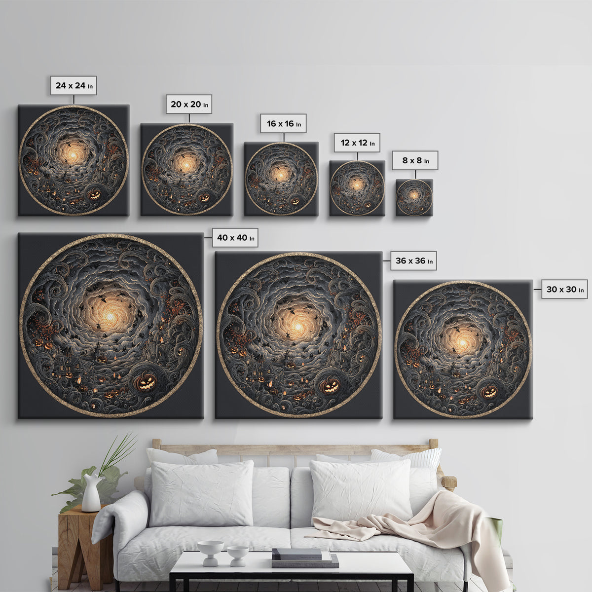 The Halloween Storm, Square Wall Art, Dark Halloween Decor, Canvas Print, Halloween Wall Decor, Gothic Home Decor, Statement Wall Art