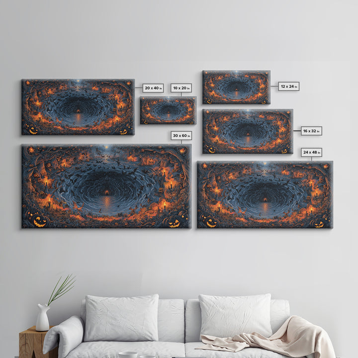 The Halloween Storm, Wide Panoramic Art, Spooky Home Decor, Canvas Print, Halloween Wall Decor, Gothic Home Decor, Halloween Wall Art