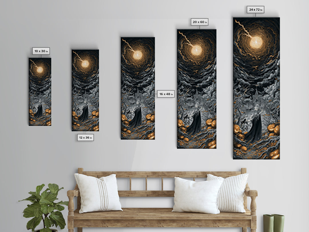 The Halloween Storm, Tall Narrow Wall Art, Dark Halloween Decor, Canvas Print, Halloween Wall Decor, Gothic Home Decor