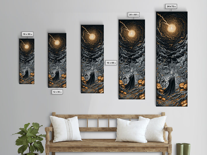 The Halloween Storm, Tall Narrow Wall Art, Dark Halloween Decor, Canvas Print, Halloween Wall Decor, Gothic Home Decor