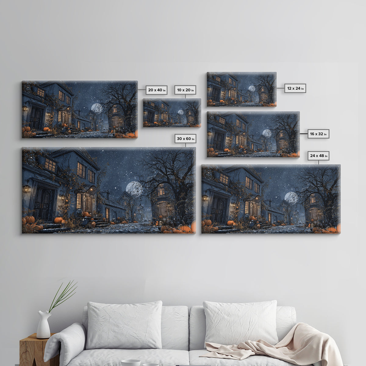 The First Frost Awakening, Wide Panoramic Art, Haunted Gothic Art, Framed Canvas Print, Halloween Wall Decor, Gothic Home Decor