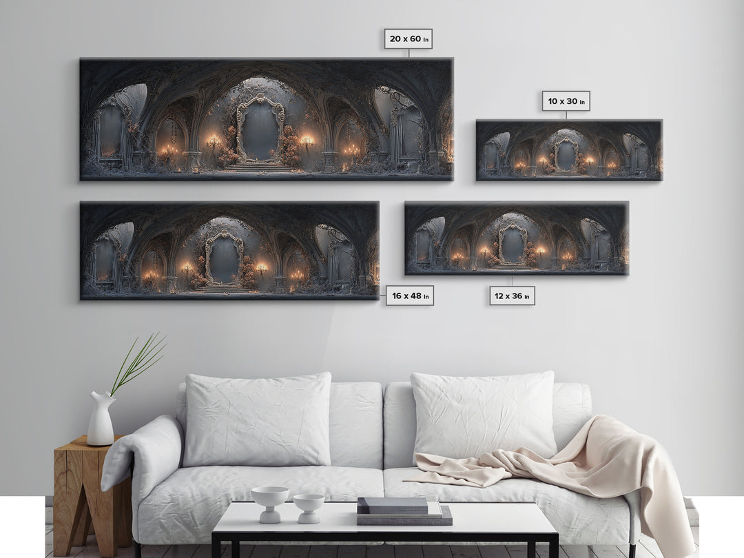 The Cursed Mirror, Extra Wide Wall Art, Gothic Horror Wall Art, Framed Canvas Print, Halloween Wall Decor, Gothic Home Decor