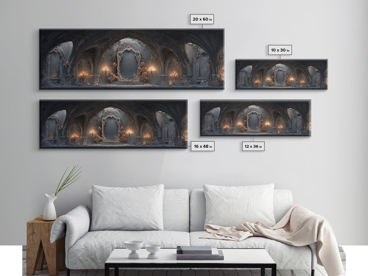 The Cursed Mirror, Extra Wide Wall Art, Gothic Horror Wall Art, Framed Canvas Print, Halloween Wall Decor, Gothic Home Decor