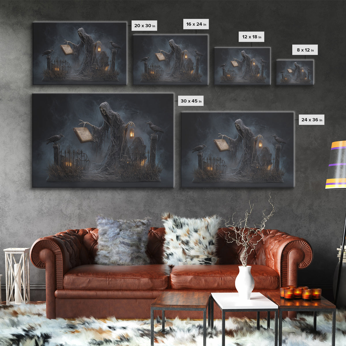 The Living Spellbook, Landscape Wall Art, Haunted Gothic Art, Framed Canvas Print, Halloween Wall Decor, Gothic Home Decor