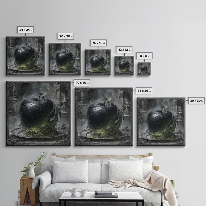 The Poisoned Apple, Square Wall Art, Spooky Home Decor, Canvas Print, Halloween Wall Decor, Gothic Home Decor, Dark Fantasy Art