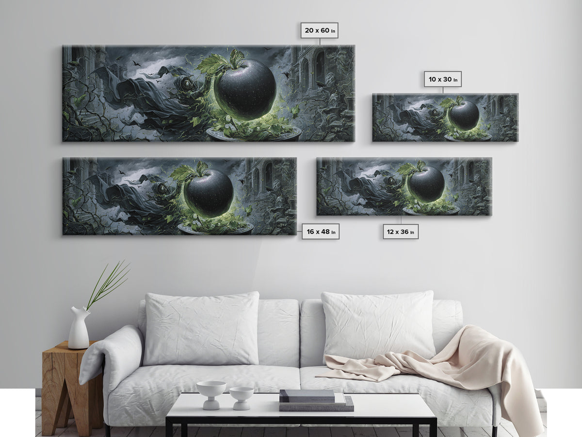 The Poisoned Apple, Extra Wide Wall Art, Dark Fantasy Wall Art, Canvas Print, Halloween Wall Decor, Gothic Home Decor, Statement Wall Art