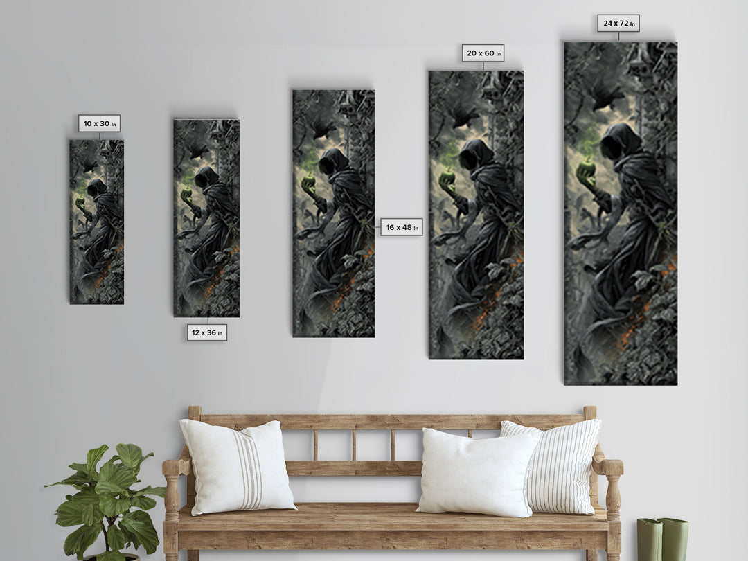 The Poisoned Apple, Tall Narrow Wall Art, Haunted Gothic Art, Framed Canvas Print, Halloween Wall Decor, Gothic Home Decor, Halloween Decor