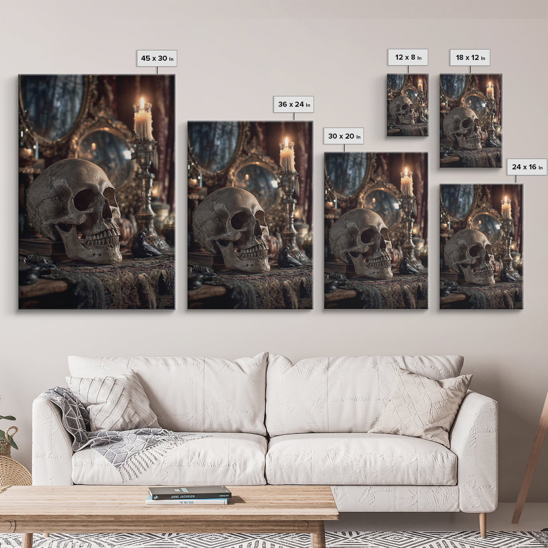 The Talking Skull, Vertical Wall Art, Dark Halloween Decor, Canvas Print, Halloween Wall Decor, Gothic Home Decor, Spooky Wall Decor