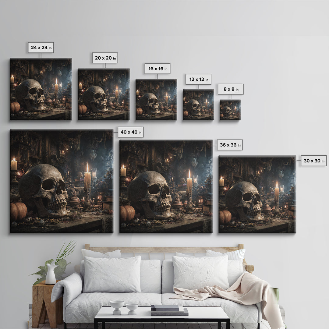 The Talking Skull, Square Wall Art, Spooky Home Decor, Canvas Print, Halloween Wall Decor, Gothic Home Decor, Halloween Decor