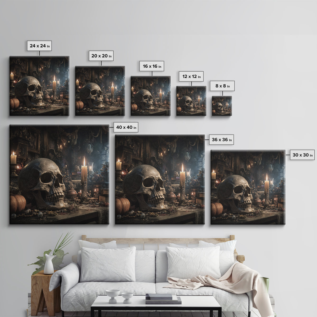 The Talking Skull, Square Wall Art, Spooky Home Decor, Canvas Print, Halloween Wall Decor, Gothic Home Decor, Halloween Decor