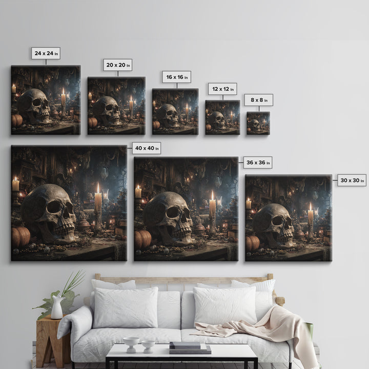 The Talking Skull, Square Wall Art, Spooky Home Decor, Canvas Print, Halloween Wall Decor, Gothic Home Decor, Halloween Decor