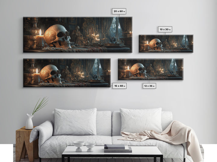 The Talking Skull, Extra Wide Wall Art, Spooky Home Decor, Canvas Print, Halloween Wall Decor, Gothic Home Decor, Statement Wall Art