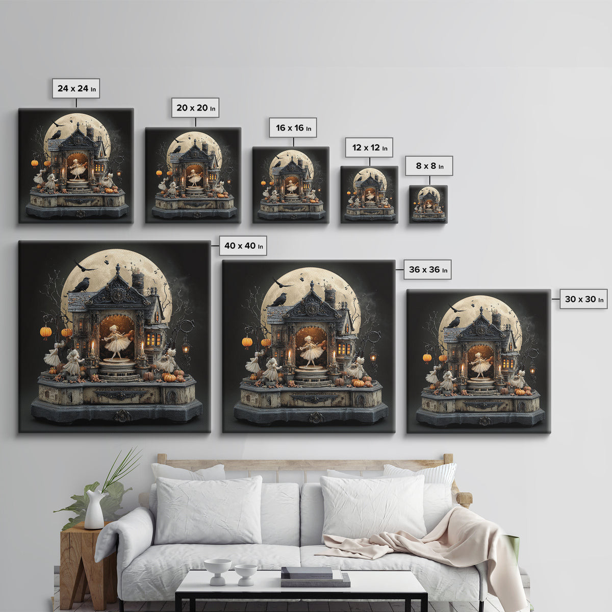 The Haunted Music Box, Square Wall Art, Dark Halloween Decor, Canvas Print, Halloween Wall Decor, Gothic Home Decor, Spooky Wall Decor