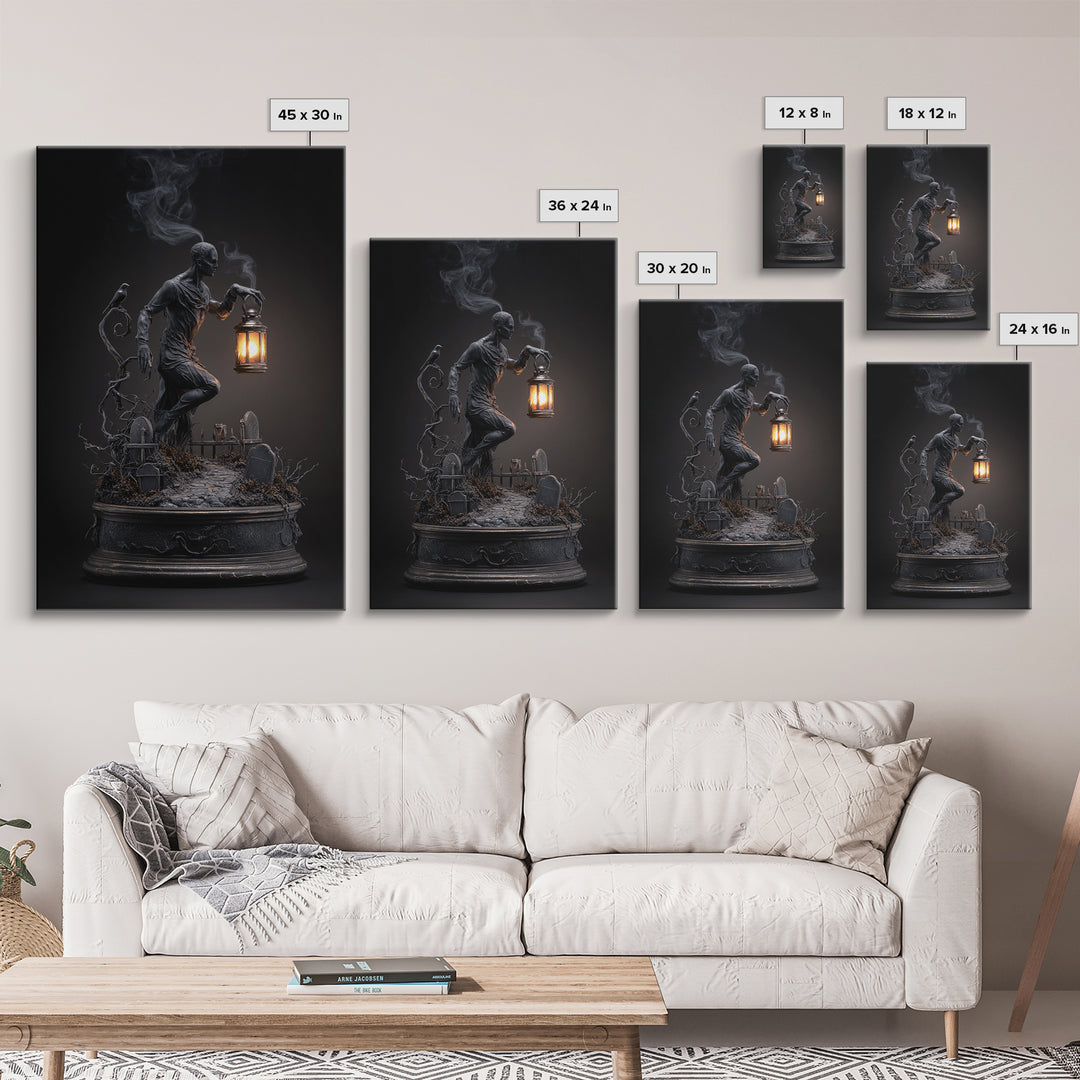 The Black Wax Candle, Vertical Wall Art, Dark Halloween Decor, Canvas Print, Halloween Wall Decor, Gothic Home Decor, Horror Wall Art