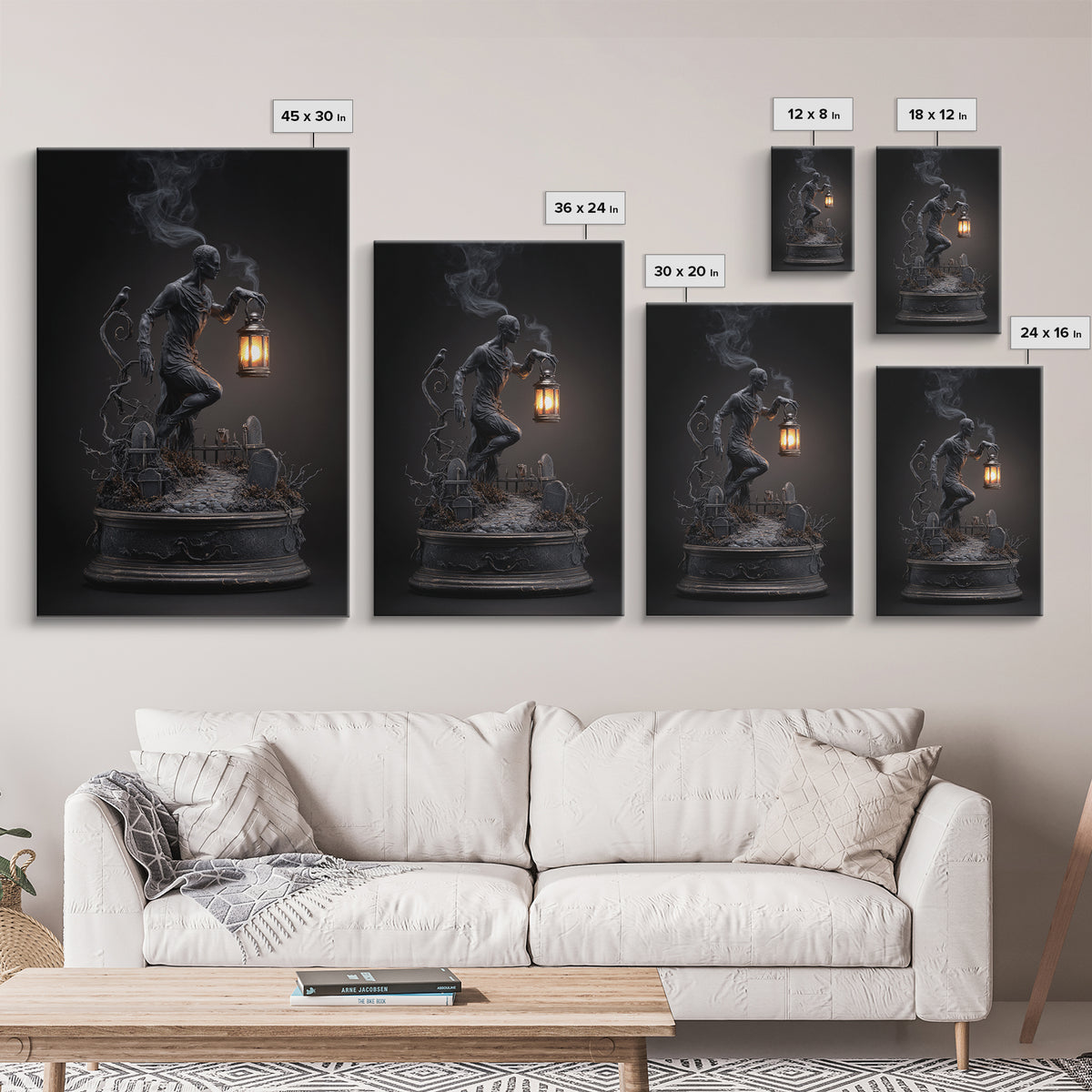 The Black Wax Candle, Vertical Wall Art, Dark Halloween Decor, Canvas Print, Halloween Wall Decor, Gothic Home Decor, Horror Wall Art