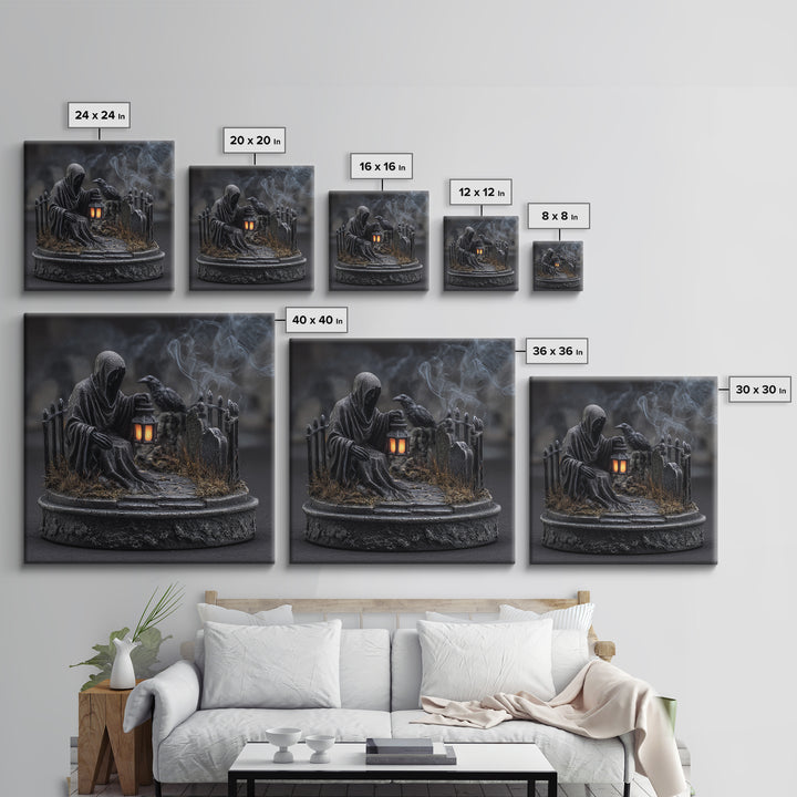 The Black Wax Candle, Square Wall Art, Haunted Gothic Art, Framed Canvas Print, Halloween Wall Decor, Gothic Home Decor, Halloween Wall Art
