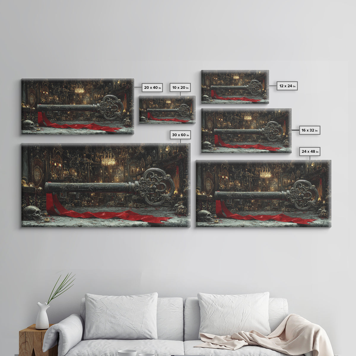 The Coffin Key, Wide Panoramic Art, Dark Halloween Decor, Canvas Print, Halloween Wall Decor, Gothic Home Decor, Statement Wall Art