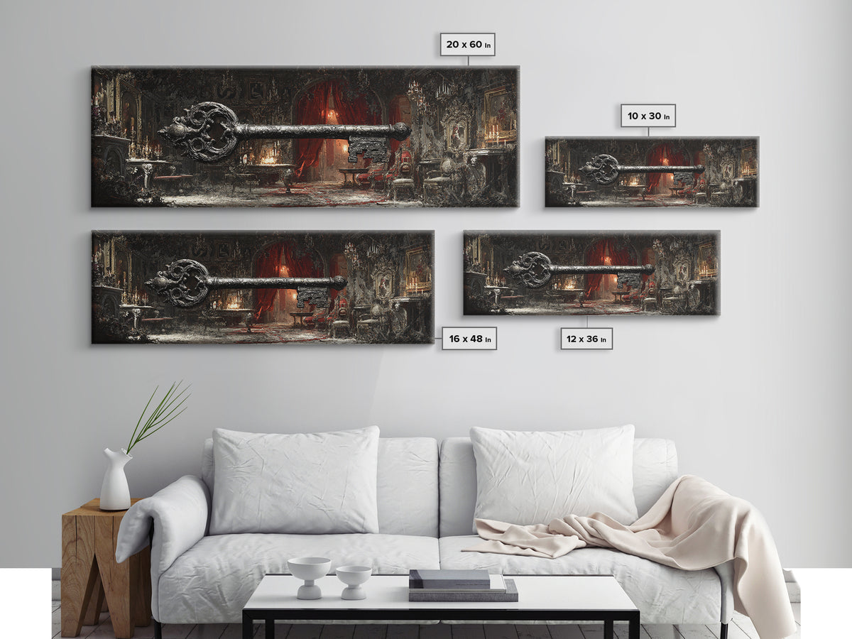 The Coffin Key, Extra Wide Wall Art, Dark Fantasy Wall Art, Canvas Print, Halloween Wall Decor, Gothic Home Decor, Spooky Wall Decor