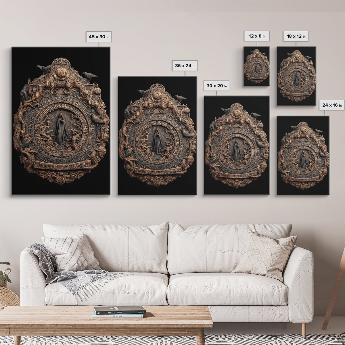 The Antique Spirit Board, Vertical Wall Art, Macabre Wall Art, Framed Canvas Print, Halloween Wall Decor, Gothic Home Decor
