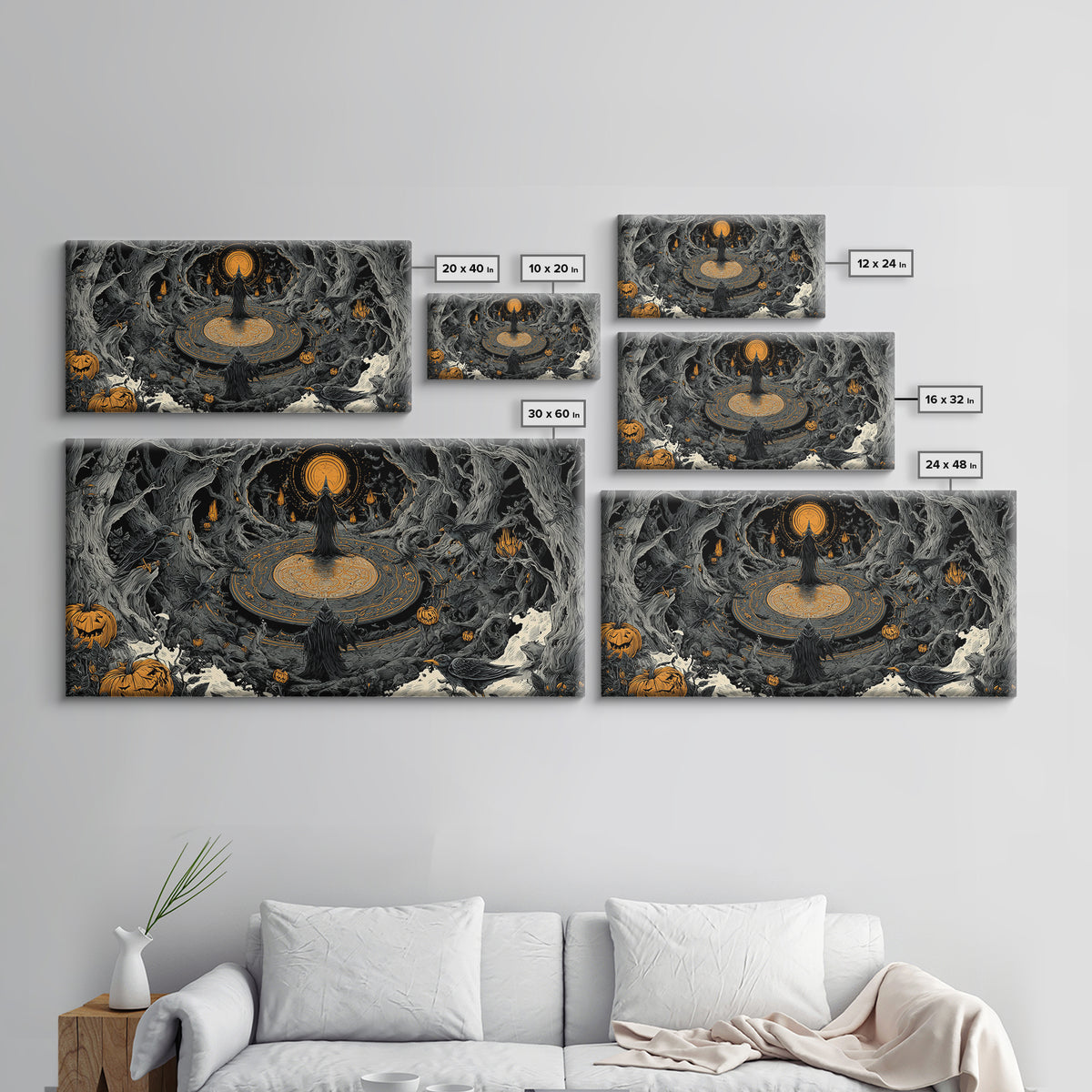 The Antique Spirit Board, Wide Panoramic Art, Dark Fantasy Wall Art, Canvas Print, Halloween Wall Decor, Gothic Home Decor, Macabre Wall Art