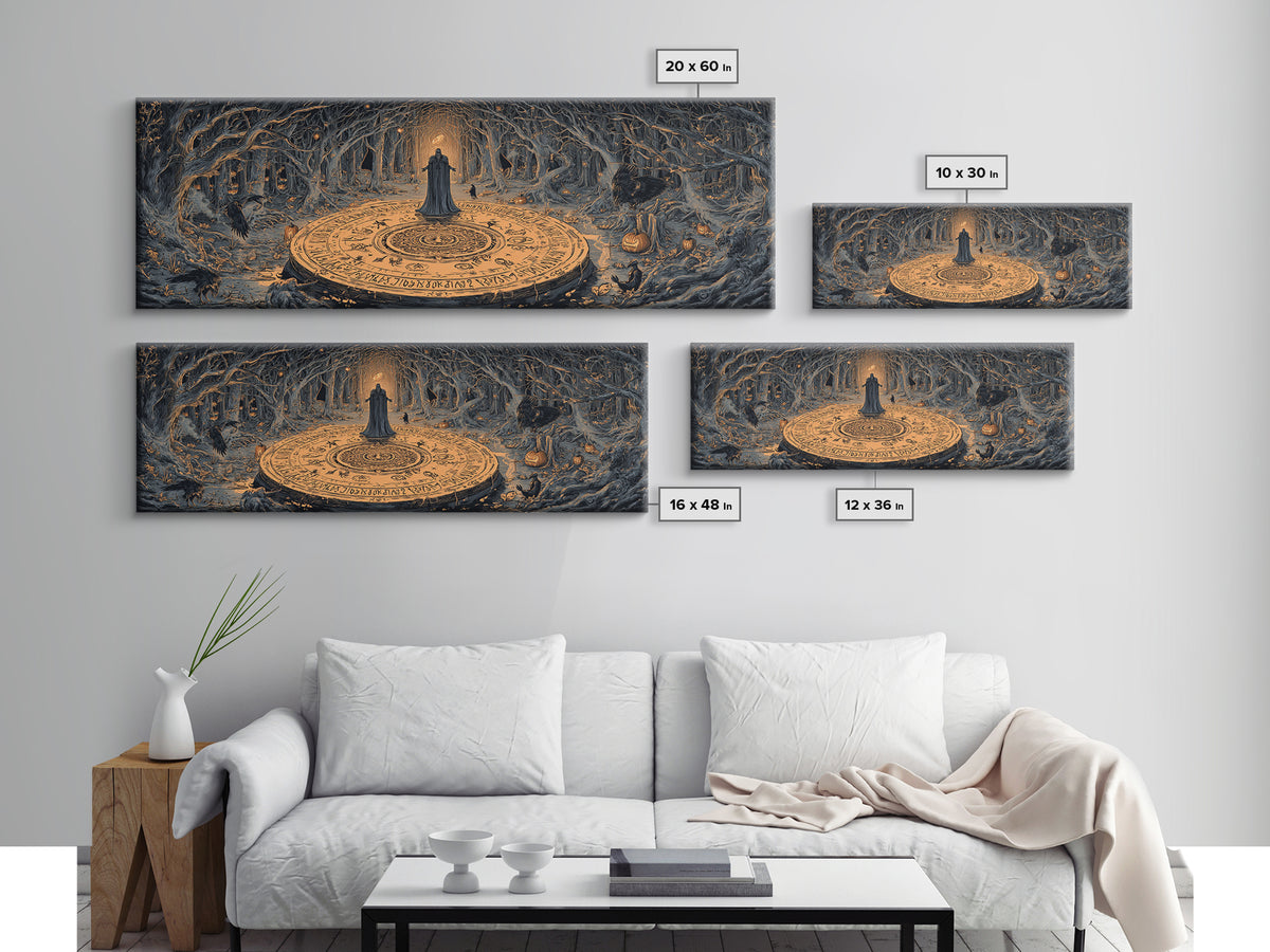 The Antique Spirit Board, Extra Wide Wall Art, Haunted Gothic Art, Framed Canvas Print, Halloween Wall Decor, Gothic Home Decor