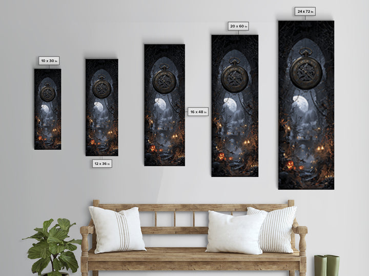 The Cursed Pocket Watch, Tall Narrow Wall Art, Spooky Home Decor, Canvas Print, Halloween Wall Decor, Gothic Home Decor, Halloween Decor