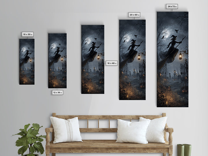 The Witch'S Broom, Tall Narrow Wall Art, Spooky Home Decor, Canvas Print, Halloween Wall Decor, Gothic Home Decor, Spooky Wall Decor