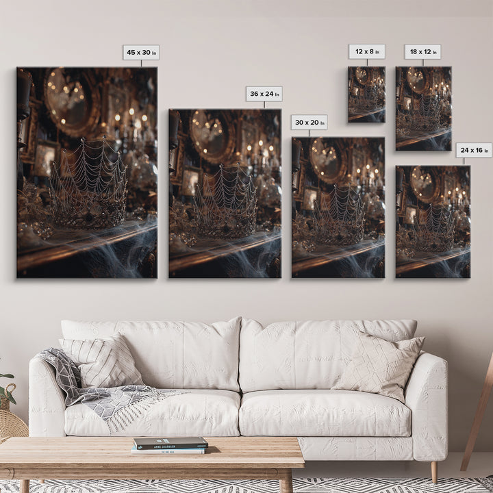 The Spiderweb Crown, Vertical Wall Art, Dark Halloween Decor, Canvas Print, Halloween Wall Decor, Gothic Home Decor, Collectible Wall Decor