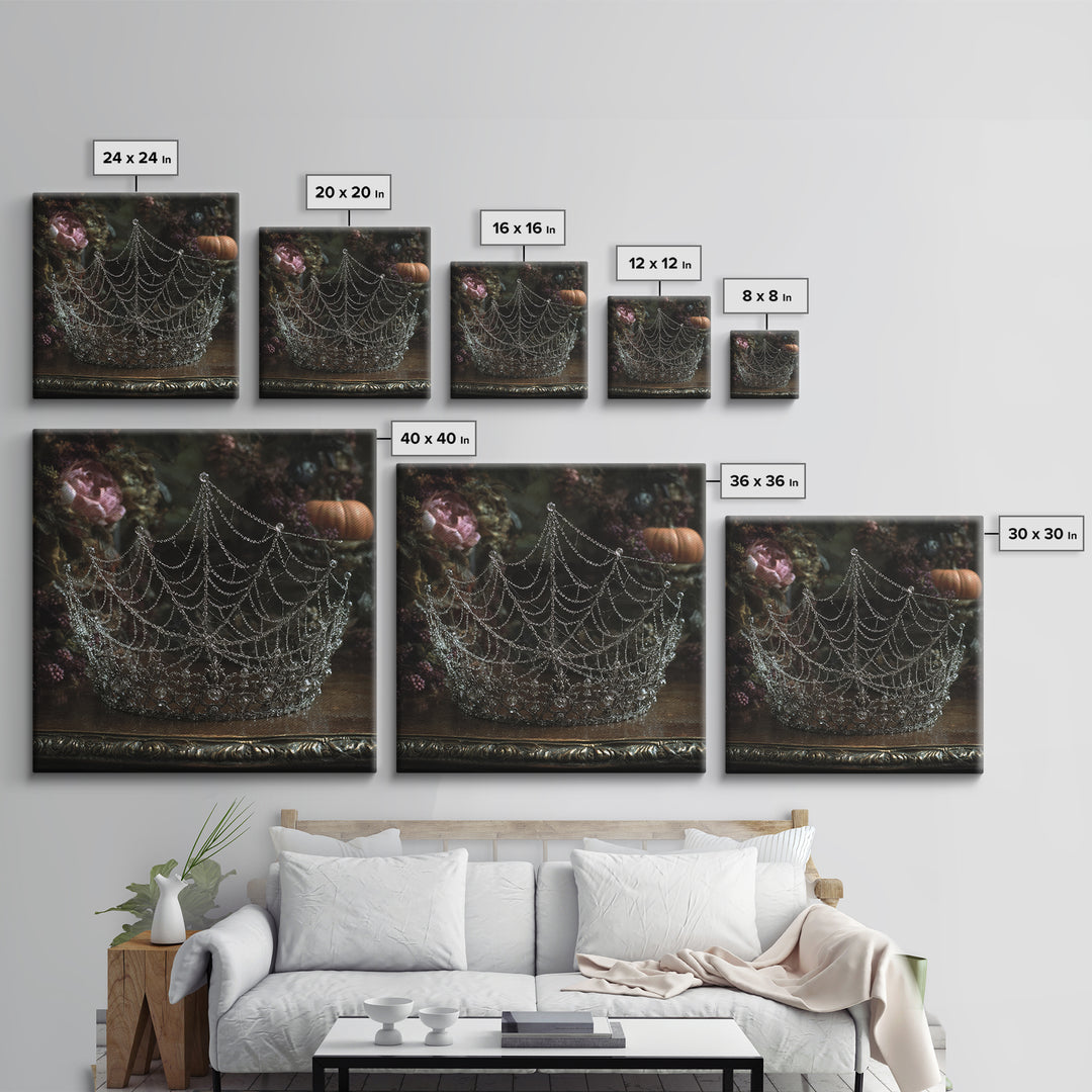 The Spiderweb Crown, Square Wall Art, Dark Halloween Decor, Canvas Print, Halloween Wall Decor, Gothic Home Decor, Spooky Wall Decor