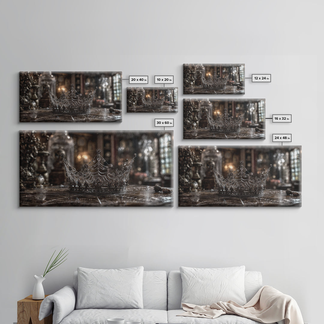 The Spiderweb Crown, Wide Panoramic Art, Spooky Home Decor, Canvas Print, Halloween Wall Decor, Gothic Home Decor, Collectible Wall Decor