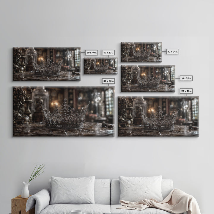 The Spiderweb Crown, Wide Panoramic Art, Spooky Home Decor, Canvas Print, Halloween Wall Decor, Gothic Home Decor, Collectible Wall Decor