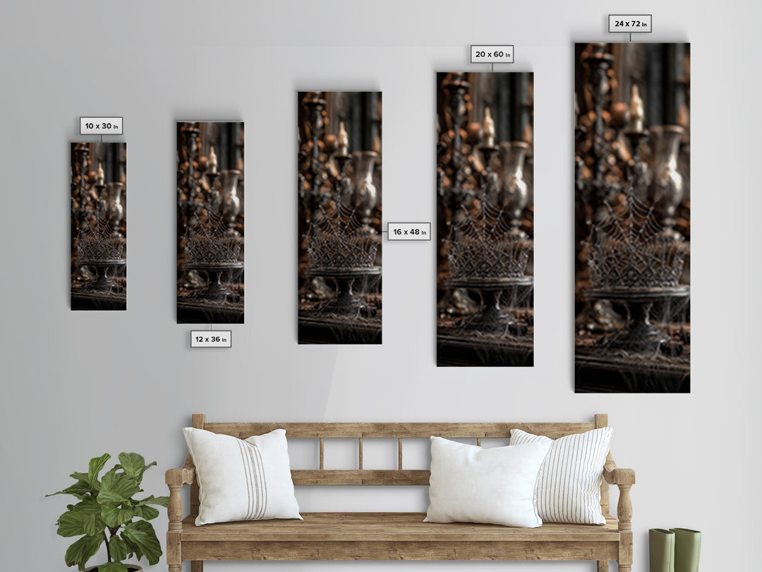 The Spiderweb Crown, Tall Narrow Wall Art, Dark Halloween Decor, Canvas Print, Halloween Wall Decor, Gothic Home Decor, Halloween Wall Art