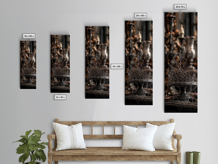 The Spiderweb Crown, Tall Narrow Wall Art, Dark Halloween Decor, Canvas Print, Halloween Wall Decor, Gothic Home Decor, Halloween Wall Art