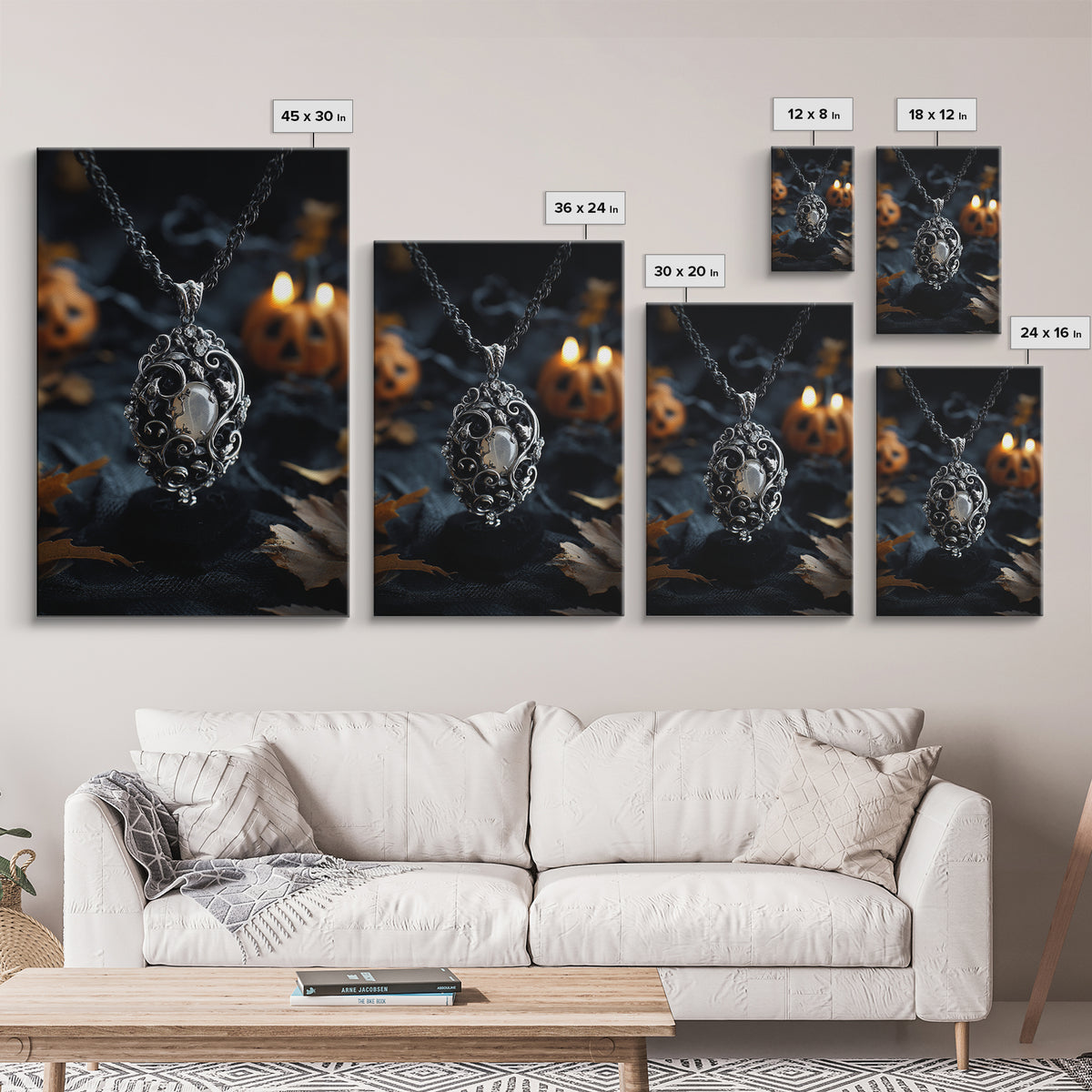 The Moonstone Amulet, Vertical Wall Art, Spooky Home Decor, Canvas Print, Halloween Wall Decor, Gothic Home Decor, Halloween Decor
