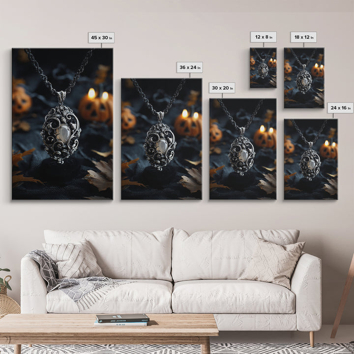 The Moonstone Amulet, Vertical Wall Art, Spooky Home Decor, Canvas Print, Halloween Wall Decor, Gothic Home Decor, Halloween Decor