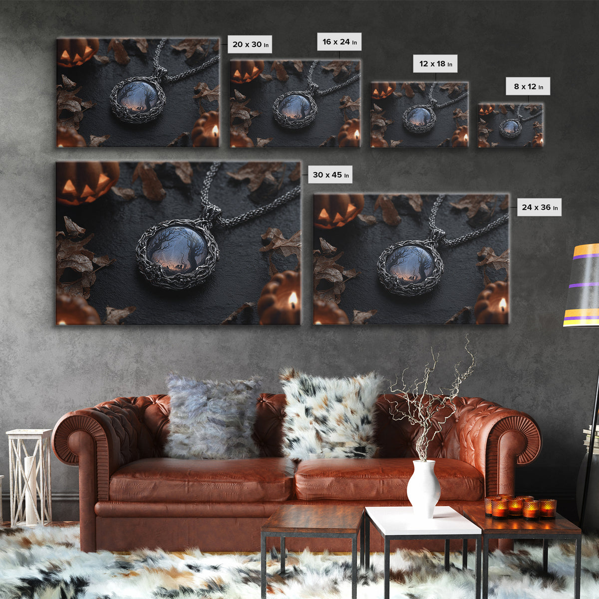 The Moonstone Amulet, Landscape Wall Art, Dark Halloween Decor, Canvas Print, Halloween Wall Decor, Gothic Home Decor, Statement Wall Art
