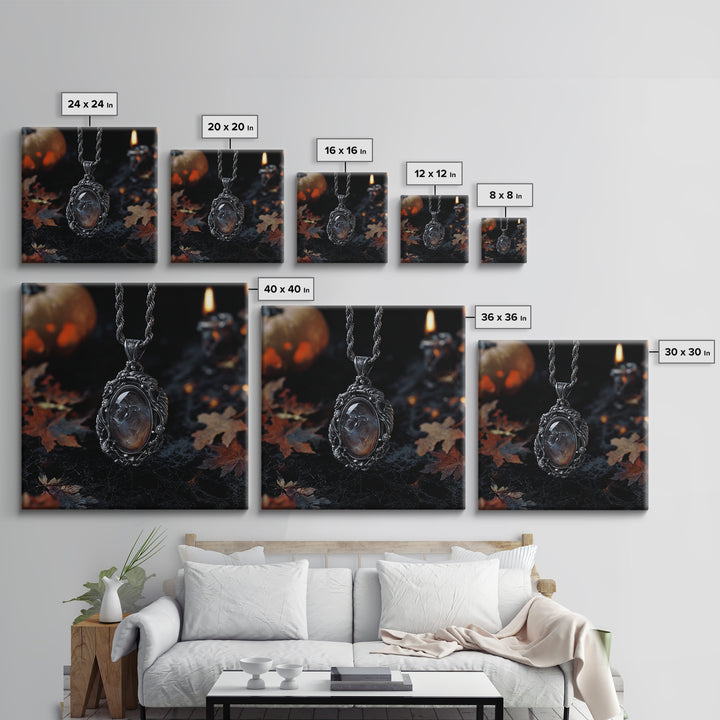 The Moonstone Amulet, Square Wall Art, Spooky Home Decor, Canvas Print, Halloween Wall Decor, Gothic Home Decor, Spooky Wall Decor