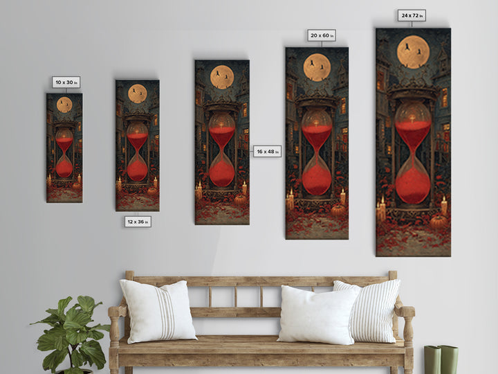 The Crimson Hourglass, Tall Narrow Wall Art, Dark Halloween Decor, Canvas Print, Halloween Wall Decor, Gothic Home Decor, Macabre Wall Art