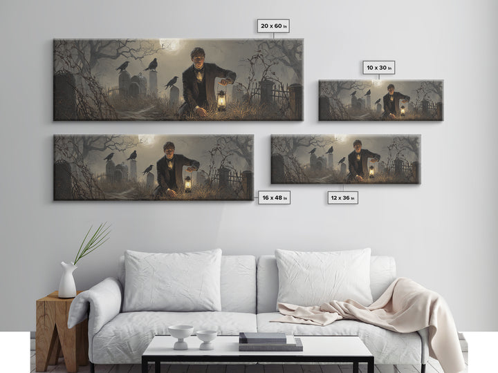 The Haunted Portrait, Extra Wide Wall Art, Gothic Horror Wall Art, Framed Canvas Print, Halloween Wall Decor, Gothic Home Decor